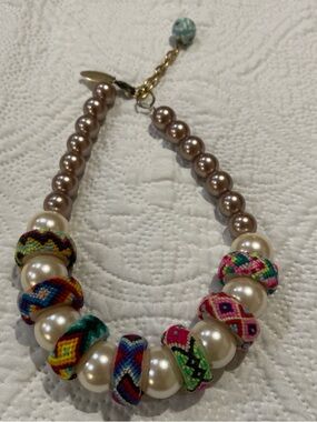 Lenora Dame Pearl Necklace with Colorful Woven Accent Beads